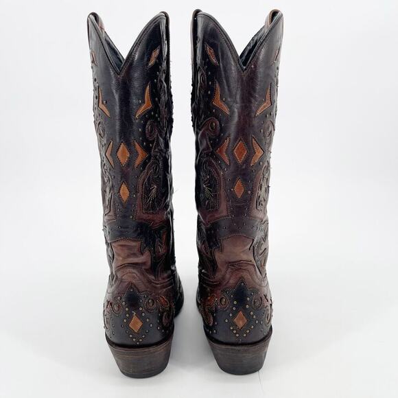 Lucchese Cafe/Chocolate Brown Fiona Studded Western Cowgirl Boot size 6 - Picture 7 of 11